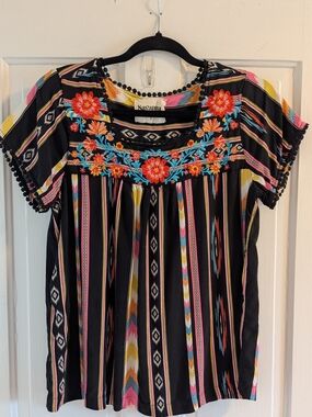 Savanna Jane Embroidered Aztec Top